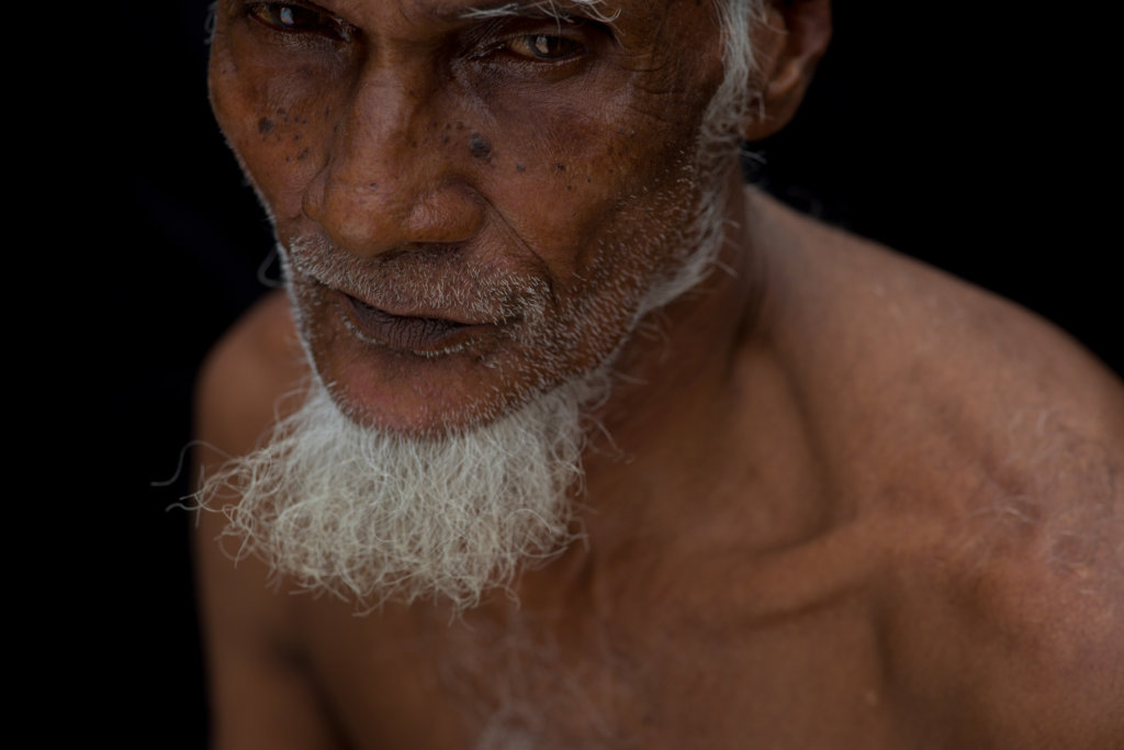 “A.Z.,” 78, fled Myanmar Army-led attacks in northern Rakhine State 16 days after it began. “They were burning villages,” he recalled. ©Saiful Huq Omi, Counter Foto, Cox’s Bazar District, Bangladesh, August 2019