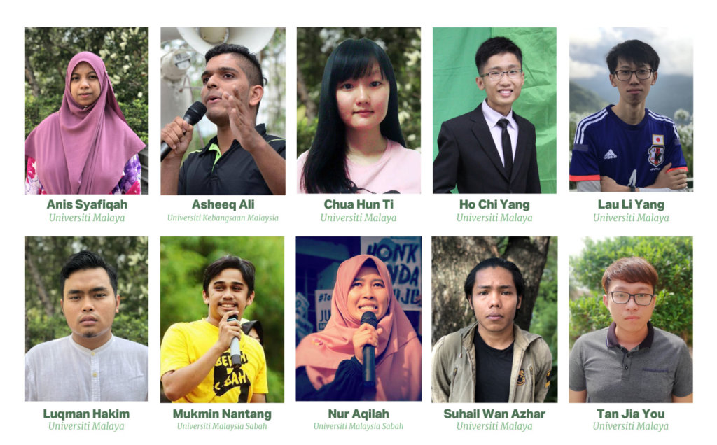 Student activists in Malaysia, profiled in the report, who  faced violations of their rights to freedom of expression, peaceful assembly, and association. ©Private, 2018